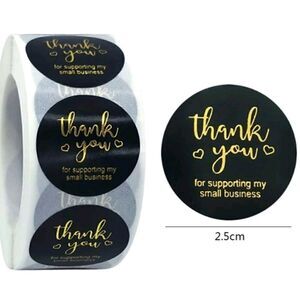 Black & Gold Thank You for Supporting my Small Business Stickers